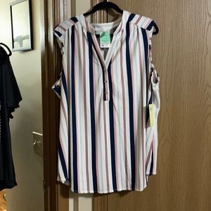 Ross striped button up V-neck tank top